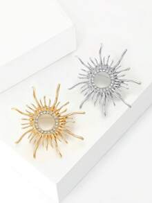 Spille da sole con cristalli di lusso - Spille creative per donne, accessori per gioielli casual da festa / regali per amici, decorazioni - sole - Visualizzare 11