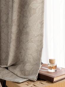 1件法式提花叶子印花遮光窗帘，高端奢华复古窗帘装饰，适用于卧室和客厅 - 米色 - 查看 10