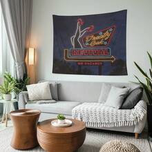 Treaty Oak Revival Neon Sign Wall Tapestry – Retro Vintage Home Decor For Bedroom - 彩色 - 查看 6