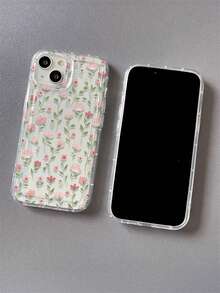 1pc Floral Pattern, Air Cushion Transparent Anti-Drop Phone Protective Case, TPU Material, Suitable As Holiday Gift, Compatible With Apple XS/XS Max/XR/11 12 13 14 15 16 Pro/Pro Max/14 15 16 Plus/17, Unisex, Phone Case - Multicolor - View 5