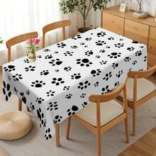 1pc Cute Dog Black Paw Print Pet-Style Rectangular Tablecloth - Easy-To-Clean Household Decor Tablecloth For Dining Room & Kitchen, Pet Family Gathering Tablecloth, Easter Gift - Multicolor - View 13