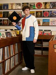 Men's Casual Crew Neck Sweater, Ideal For Autumn And Winter, In A Loose-Fitting Knit Fabric. - trái cam - Xem 3