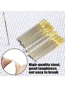 EDCUEBE7 90 igieł do haftu krzyżykowego z przezroczystym pojemnikiem, 2 nawlekacze, 3 rozmiary (22#, 24#, 26#) Igły do haftu krzyżykowego DIY (kolory akcesoriów są losowe) - 90 szt. + 2 szt. przeciągaczy kablowych - Zobacz 6