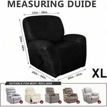 Trugenix-Recliner Sofa Covers - Leather Like Recliner Sofa Covers 3 Seater Recliner Couch Covers For 3 Cushion Couch 8 Pieces Washable Stretch Reclining Sofa Slipcovers (Brown)-GP - 02-black - 查看 2