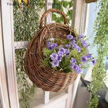 Hand Made Wicker Rattan Flower Planter Wall Hanging Wicker Rattam Basket Garden Vine Pot Plants Holder Garden Pots Wall Planter - Multicolor - View 9