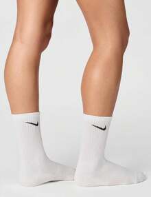 Nike Logo 运动高帮袜，训练健身中筒袜，男女通用，白色，多双装 - 白色 - 查看 10