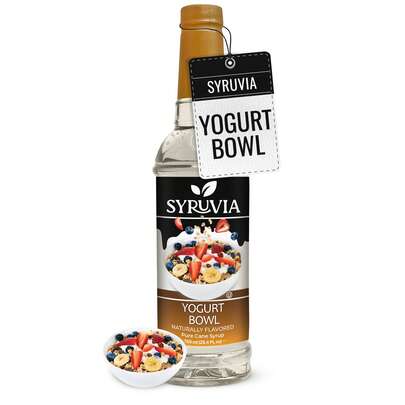 Syruvia Yogurt Bowl Flavored Syrup - 25.4 Fl Oz Premium Flavoring Syrup - Kosher, Gluten Free, Perfect For Drinks, Soda, Shakes, Cocktails, Desserts And More.