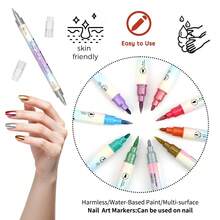 Flysea Dual Tip Nail Art Marker, 12/24 ART Colors Claasical Nail Pen Beauty Colors, Colors Nail Art Pens, DIY Painting Graffiti Nail Art Highlight Edging Pens, Nail Markers, ABS Beauty Marker Pen Set,12/24pcs/Set Nail Doodle Pen, 0.7mm Acrylic Paint Pen, Nail Art Graffiti Pen Lines Waterproof Nail Paint DIY Quick Drying Dot Stitching Pen - Multicolor - View 7