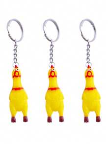 1pc/3pcs/6pcs Mini Screaming Chick Keychain, Creative Cute Cartoon Stress Relief Keyring, Gift For Car, Bag, Wallet, Backpack - Multicolor - View 17