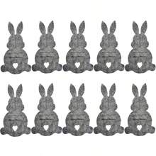 10pcs Hollow Heart Rabbit Shaped Tableware Set, Rabbit Shaped Cutlery Holder, Easter Decor Cutlery Bag, Dining Table Decor, Suitable For Restaurant, Party, Home Decoration, 5 Colors Rabbit Tableware Set - Multicolor - View 13