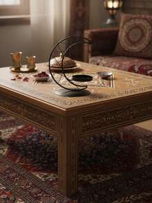 1Pc/Set Star And Moon Hollow Metal Candle Holder. The Candle Holder Is Made Of Metal Wire And A Metal Base. Its Style Is Minimalist And Modern, Featuring A Crescent-Shaped Hollow Frame And A Round Base, With Intricate Interwoven Hollow Details And A Small Candle Tray. It Is Suitable For Modern Minimalist Home Spaces - Multicolor - View 2