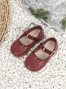 1双女婴休闲平底镂空魔术贴公主鞋，适合夏季穿着 - 紅色 - 查看 2