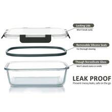 [5-Pack] Glass Meal Prep Containers With Lids,1040ml Large Capacity  Food Storage Containers With Snap Locking Lids, Airtight Lunch Containers, Microwave, Oven, Freezer And Dishwasher - White - View 9