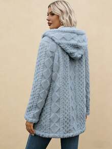 2026 New Women's Comfortable Faux Fur Winter Jacket, Valentine's Day Fashion Jacket Item, Front Button And Pocket Long Casual Style, Solid Color, Button Design, Suitable For Cold Weather, Winter Casual Wear | Button Jacket | Durable Jacket, Women's Winter Wear, Women's Jacket, Women's Winter Jacket, Women's Wool Jacket - 藍色*旗艦升級款 - 查看 2