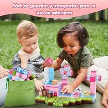 cimetech 100 PCS Bloques Magnéticos, Bloques de Construcción Magnéticos, Imanes Didácticos Apilables para Niños, Juguete Sensorial para Stem, Juguetes Sensoriales Montessori para 3 Años Niños-Castillo - Torre de las rosas - Ver 6