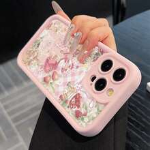 Strawberry & Flower Pattern Phone Case, Cute Phone Case, Decorative Phone Protector Cover Compatible With IPhone17 Pro Max Plus Air/ 11 12 13 14 15 Pro Max, Casing,Suitable For IPhone17 Air - 粉色 - 查看 5