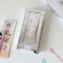 韩式闪亮星星Kpop小卡夹银色全息卡套 - 可爱星星装饰专辑，偶像粉丝必备 | 时尚3x4照片卡收纳