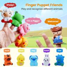 1-4岁幼儿农场动物火车玩具，蒙特梭利计数配对学习玩具，包含1个农民和9个动物、谷仓、钥匙，精细动作技能游戏，男孩女孩生日礼物 - 彩色 - 查看 5