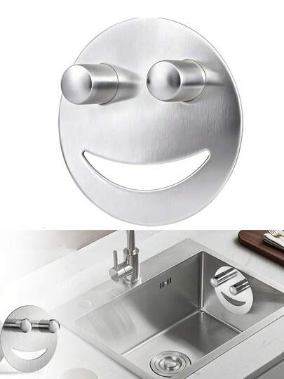 1pc Stainless Steel Sponge Holder, Kitchen Storage Rack, Fixing Rack Key Hook Sink Organizer, Discounted Part, Direct Stainless Steel Sponge Clip, Suitable For Scrubbing Sponges (For Parents), Storage Box With Suction Cup, Dishwasher , Keeps Sponges Dry, Silver