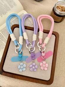 樱花吊坠手机腕带 - 可拆卸防丢腕带，适用于手机壳和钥匙扣
