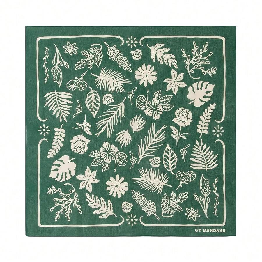 22\X22\ Flower Cotton Bandana Multi-Purpose Headbands - GreenLeaf - View 1