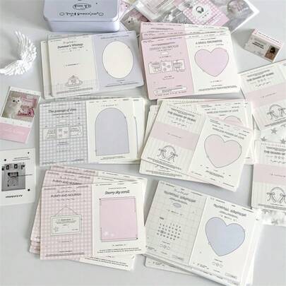20张/套迷你折叠卡片，纸板保护套，装饰折叠页，DIY留言贺卡