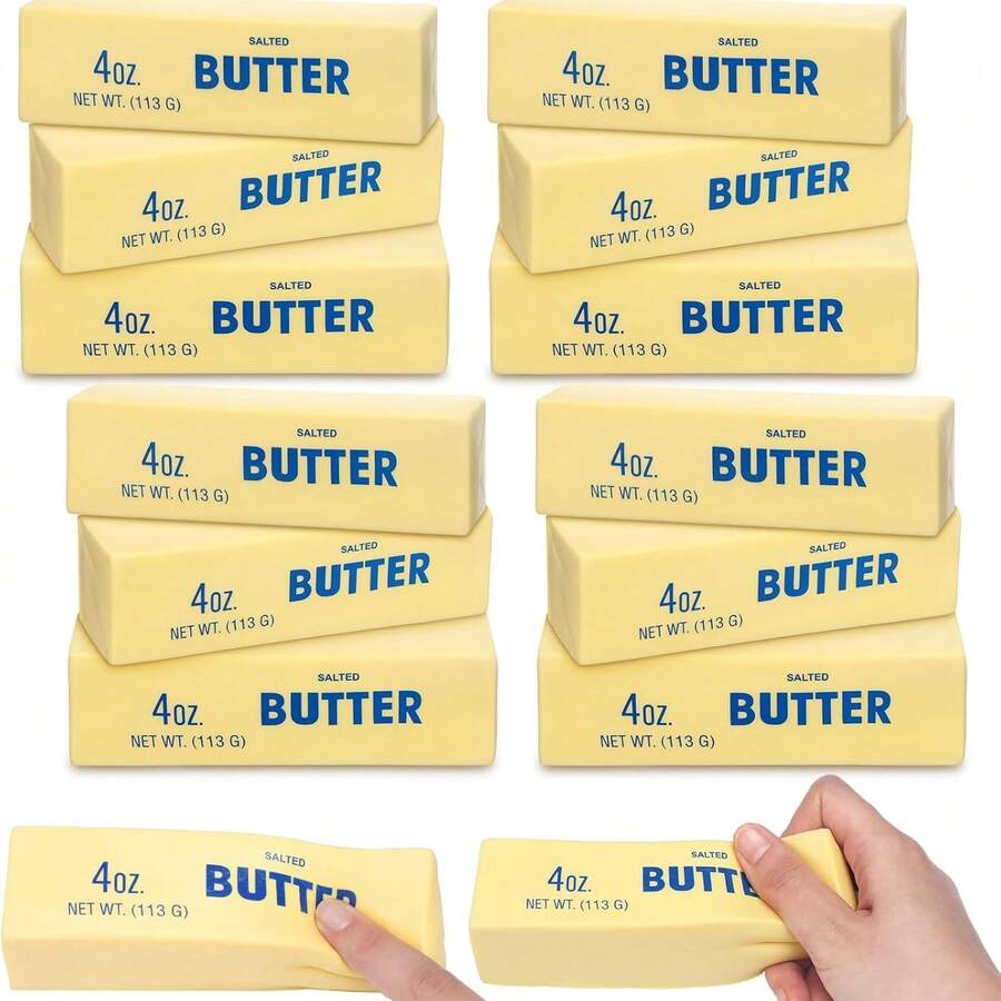 6PCS Butter Squeeze Soft Slow Rise Butter Sticks Squeeze Stress Relief Realistic Food Fidget Toys For Decompression Anxiety Relaxation - Multicolor - View 1