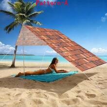 1pc 2D Digital Print Sun Shade Cloth, 5 Different Styles Of Faux Wood Grain & Stone Patterns, Features Include Printed Pattern, Wind Resistant, Detachable, Lightweight, Semi-Shading, Dust-Proof, And Wear-Resistant. - Multicolor - View 24