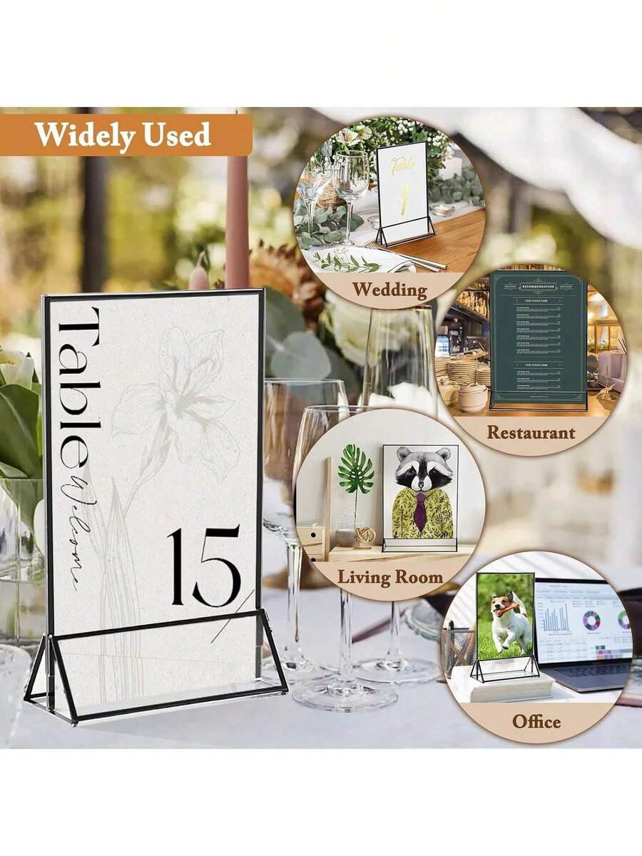 4pcs Acrylic Sign Holders, 5x7 Inch - Double-Sided Tabletop Photo Frames, Suitable For Wedding Table Numbers, Restaurant Menus, Christmas Photos, Graduation Ceremonies, Birthday Parties, Baby Showers (With Removable Adhesive) - Clear Photo/Price/Menu Display Stands