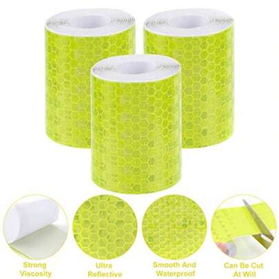 反光警示胶带 防水PVC材质 夜间安全贴纸 适用于户外 服装和拖车标记（5厘米*3米）