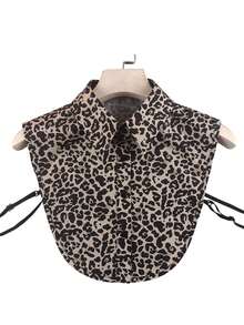 Women Detachable Faux Collar Leopard Leopard Print Blouse Half Shirt Lapel False Collar Crop Top Clothing Accessory - Small Leopard Print - View 8