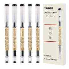 5 Pcs Japanese Pens Stationery 0.35mm Capped Gel Pens Extra Fine Point Black - 黑色 - 查看 8