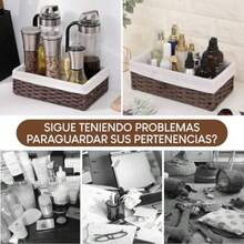 CYPN3 Piezas Canastas OrganizadorasCanasta para Baño Organizador Canastas de Mimbre Tejida a Mano Cesta de Almacenamiento para Hogar Dormitorio Baño y Entrada Cestos Organizadores BasketFashion - 223398512 - Ver 5