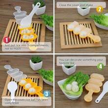 Rice Ball Mold,Rice Ball Shaker, Ball Shaped Kitchen Tools DIY Lunch, Maker Mould Food Decor For Kids, Mold With A Mini Rice Scoop(Yellow)U2026 - White - View 2
