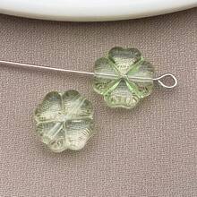 30/50pcs 10mm Clear Faceted Acrylic Four-Leaf Clover Beads With Holes For DIY Bracelet & Phone Strap Making, Lucky Charm Accessories.