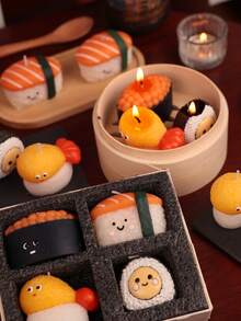 1 Set Japanese Sushi Scented Candles, Romantic Atmosphere Decor, High-End Photoshoot Props, Suitable For Holidays, Festivals, Valentine's Day, Ramadan, Easter, Mother's Day, Christmas, Halloween, New Year, Memorable Gifts For Family And Friends - Multicolor - View 8