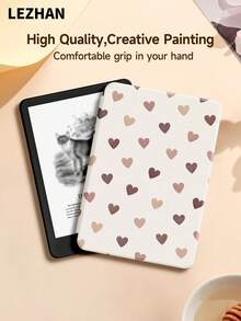 1个棕色心形图案保护套，适用于 Kindle 2024、Kobo、Kindle NK 11/Kindle 儿童版/Kindle Paperwhite 5，电子书阅读器保护套，带自动唤醒/睡眠功能，纤薄便捷，完美贴合保护您的阅读设备，浪漫情人节礼物。 - 彩色 - 查看 3