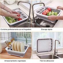 Juego de escurreplatos Pble - Estante Enrollable para secar Platos Escurridor de Platos Pble portátil Organizador de vajilla para Cocina Campistas Caravana Almacenamiento - blancoygris - Ver 2