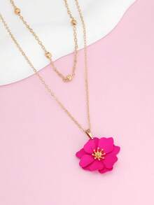 قلادة أنيقة وأنيقة ذات طبقتين بتصميم زهري أنيق للنساء قطعة واحدة - متعدد الألوان 9 - مشاهدة 3