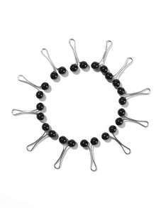 12pcs Faux Pearl Decor Scarf Clip Pins Topsbutton Skull Skeleton Brooch - Black - View 5