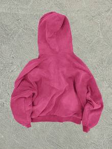 Men's Casual Washed Zip-Up Hoodie, Spring/Autumn - Rose Red - View 2