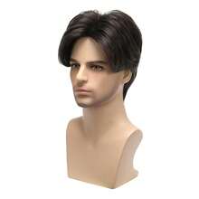 Men Brown Wig Short Middle Part Straight Synthetic Wigs,Male Wig Daily Cosplay Party Halloween - Multicolor - View 2