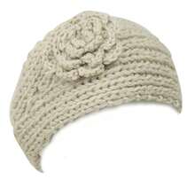 Diadema de punto de flores de invierno, caqui - Caqui - Ver 2