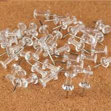 50/100/200pcs Assorted Push Pins, Multicolor Plastic Thumb Tacks, For Soft Cork Board, Office & School Supplies, Back To School, Home & Office Essentials - Transparent - View 2