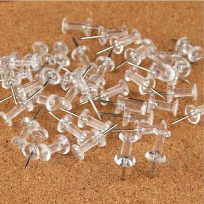 50/100/200pcs Assorted Push Pins, Multicolor Plastic Thumb Tacks, For Soft Cork Board, Office & School Supplies, Back To School, Home & Office Essentials