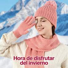 TendenciaGorro Bufanda Conjunto Para Frio Invierno Tejido Lana  MujerCalidad premium - Beige - Ver 2