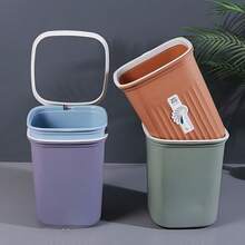 1pc Large 676-Ounce Trash Can - Nordic Minimalist Style, Durable Plastic, Rectangular Design With Polished Finish, Open-Top Lid, Ideal For Home, Kitchen, Living Room, And Bathroom Use, Bathroom Trash Can|Minimalist Trash Can|Durable Plastic Can, Trash Can For Bathroom - Xám - Xem 7