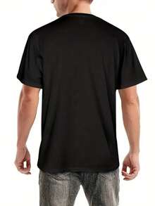 Men'S Funny Bald Head Humor T-Shirt - "I Never Thought I'd Be A Bald Guy, But Here I Am Killing It" Slogan, Black With White Print, Casual Short Sleeve Round Neck, Comfortable Lightweight Fabric, Machine Washable, All-Season Wear For Gym - 黑色 - 查看 4