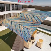 1 pieza Toldo de tela con impresión digital 2D, 5 estilos diferentes de patrones de grano de madera y piedra falsos, con características como patrón impreso, resistente al viento, desmontable, ligero, semioscurecedor, a prueba de polvo y resistente al desgaste, equipo de camping, artículos esenciales de camping - Multicolor - Ver 4