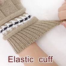 1set Women's Knitted Brimless Winter Ski Hat With Earmuffs And Fluffy Ball Gloves - Multicolor - View 9